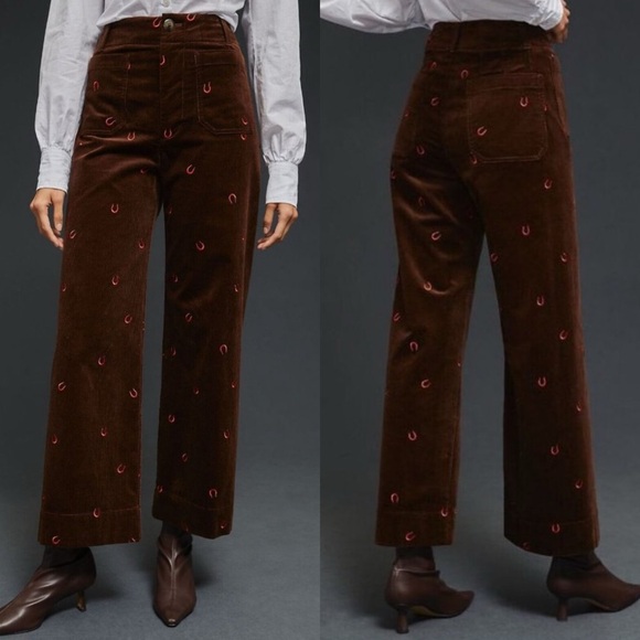Anthropologie Pants - Anthropologie Maeve The Colette Corduroy Crop Wide Leg Pants Horseshoe